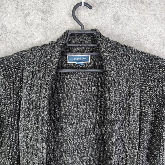 Womens Gray Karen Scott Open Front Cardigan Sweater 100% Acrylic Long Sleeve M - Picture 4 of 10